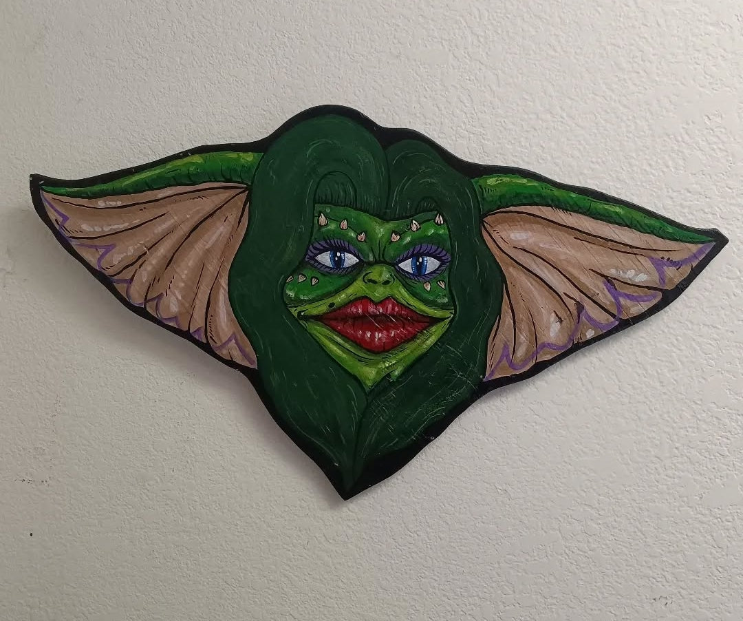 Greta Gremlin (wooden panel)